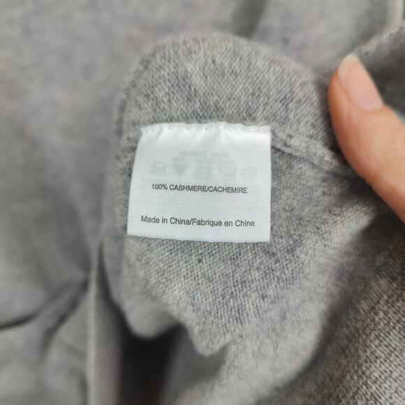 Tory Burch Cashmere Sweater‎ Womens XS Gray Heather Split Neck Front Pockets - Picture 8 of 9